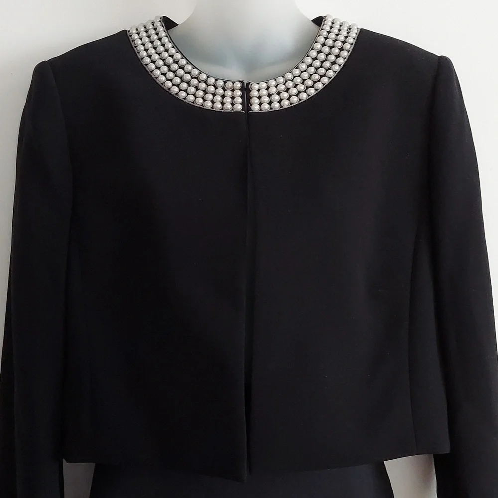 Tahari by Arthur S. Levine Jason Black Cropped Cocktail Blazer Jacket Sz 14 NWT - Picture 3 of 16